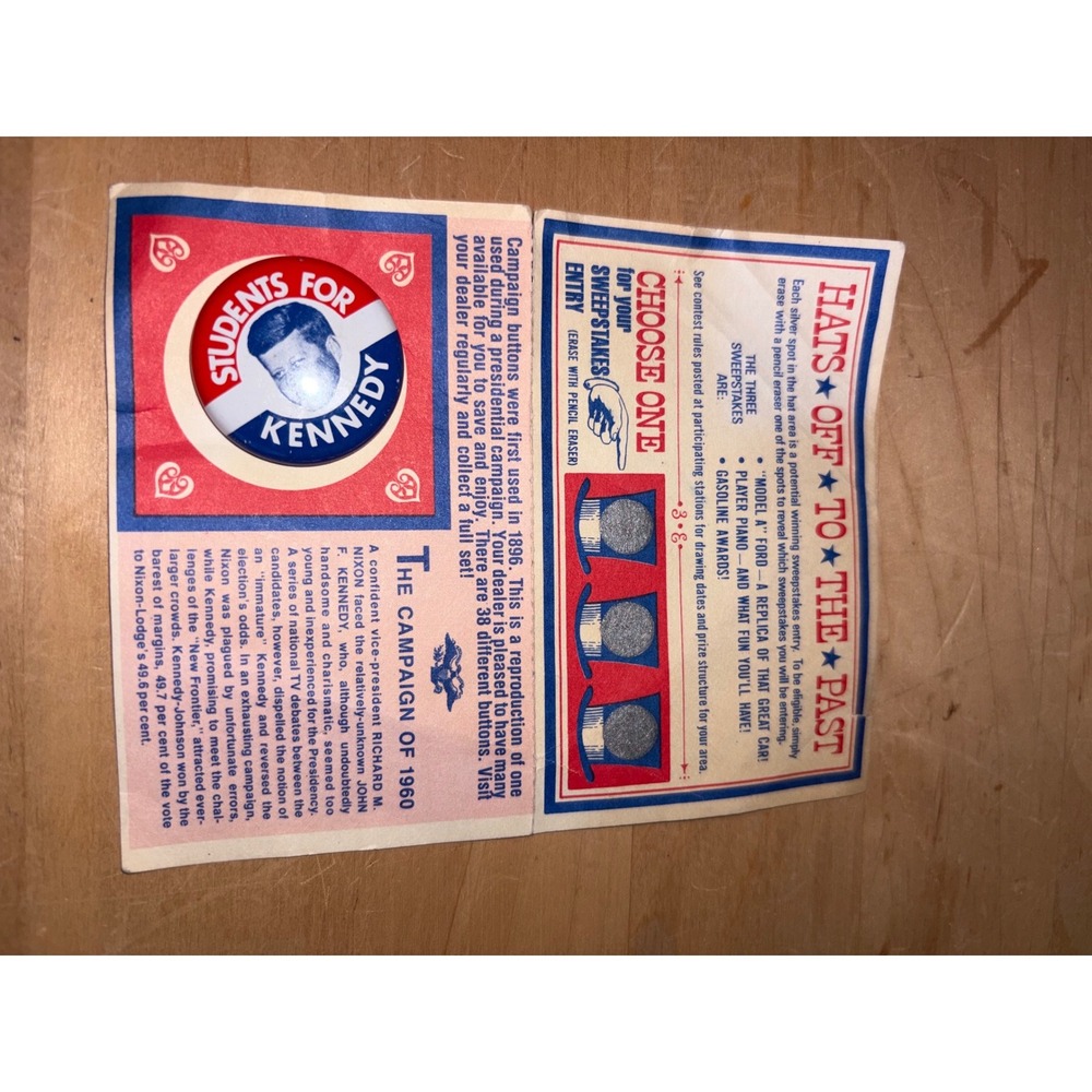 Vintage 1970s American Oil Co Sweepstakes Card with 1960 John F Kennedy